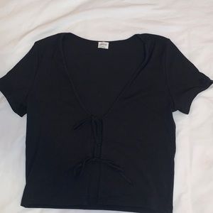 Black front tie top from Aritzia